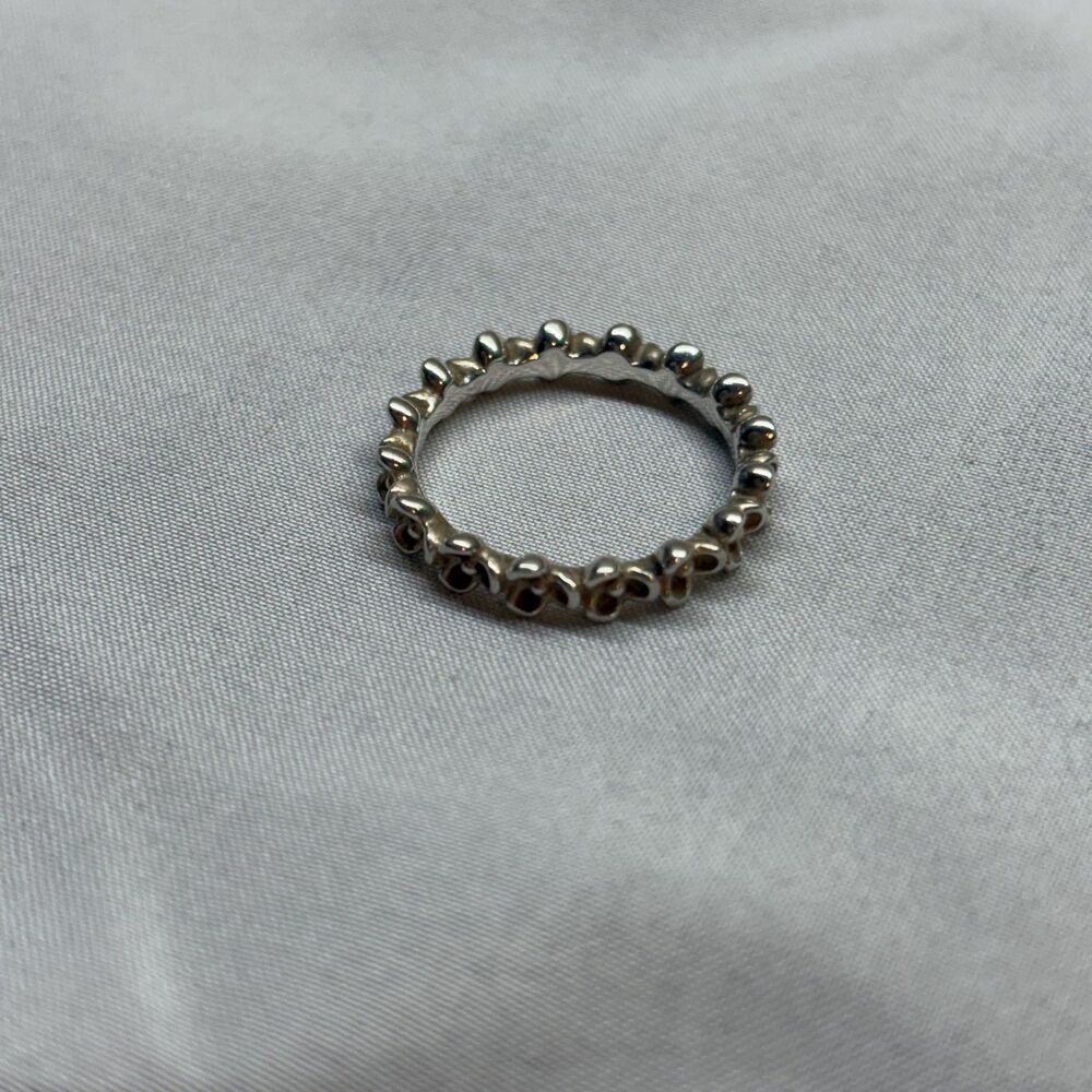 FLORAL ELEGANCE Authentic PANDORA St Silver STACKABLE BAND Ring Sz 7.5 925 - Picture 3 of 12